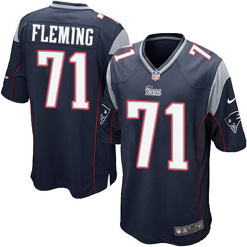 Men's Game Cameron Fleming Nike Jersey Navy Blue Home - #71 NFL New England Patriots